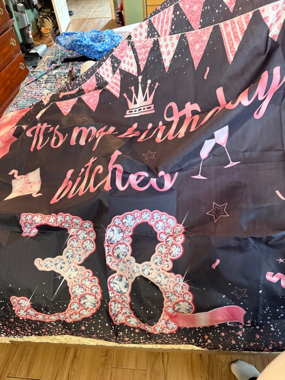 Black & Pink "It's My Birthday" 38 Celebration Backdrop